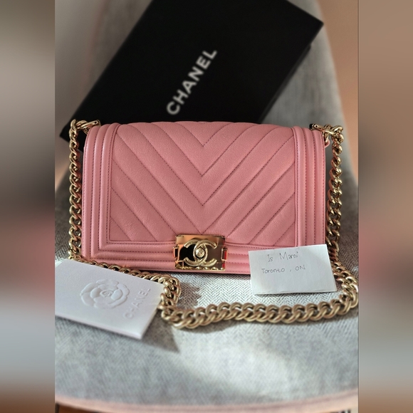 Chanel pink boy chevron old medium - Picture 1 of 4